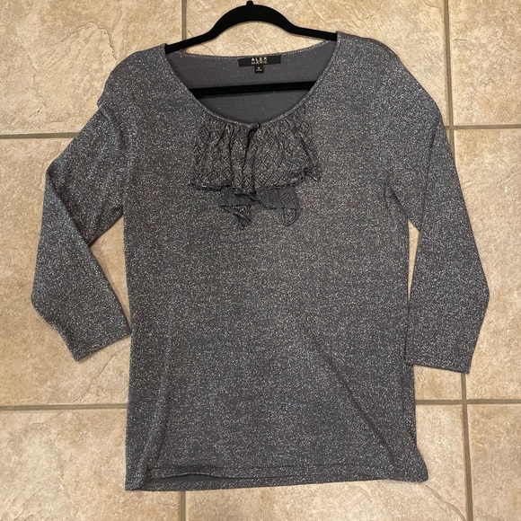 Alex Marie Grey Glitter Metallic Sweater - Picture 1 of 1